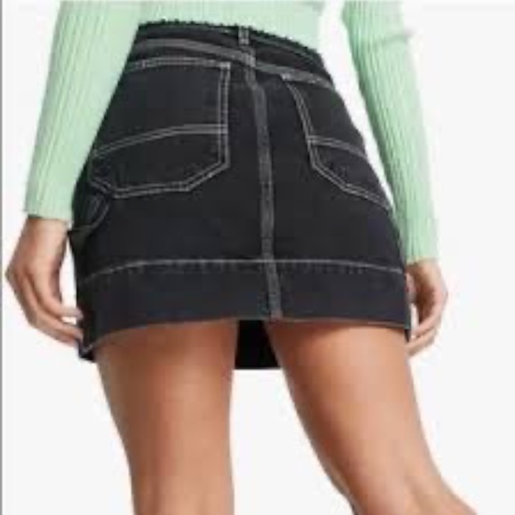 Topshop for Nordstrom black denim carpenter mini skirt, NWT - Picture 2 of 7